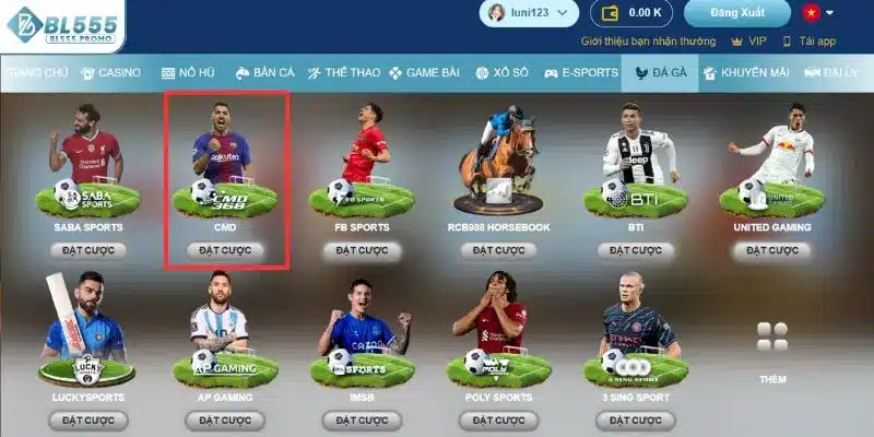 Sảnh CMD Sports BL555 cung cấp cá cược thể thao